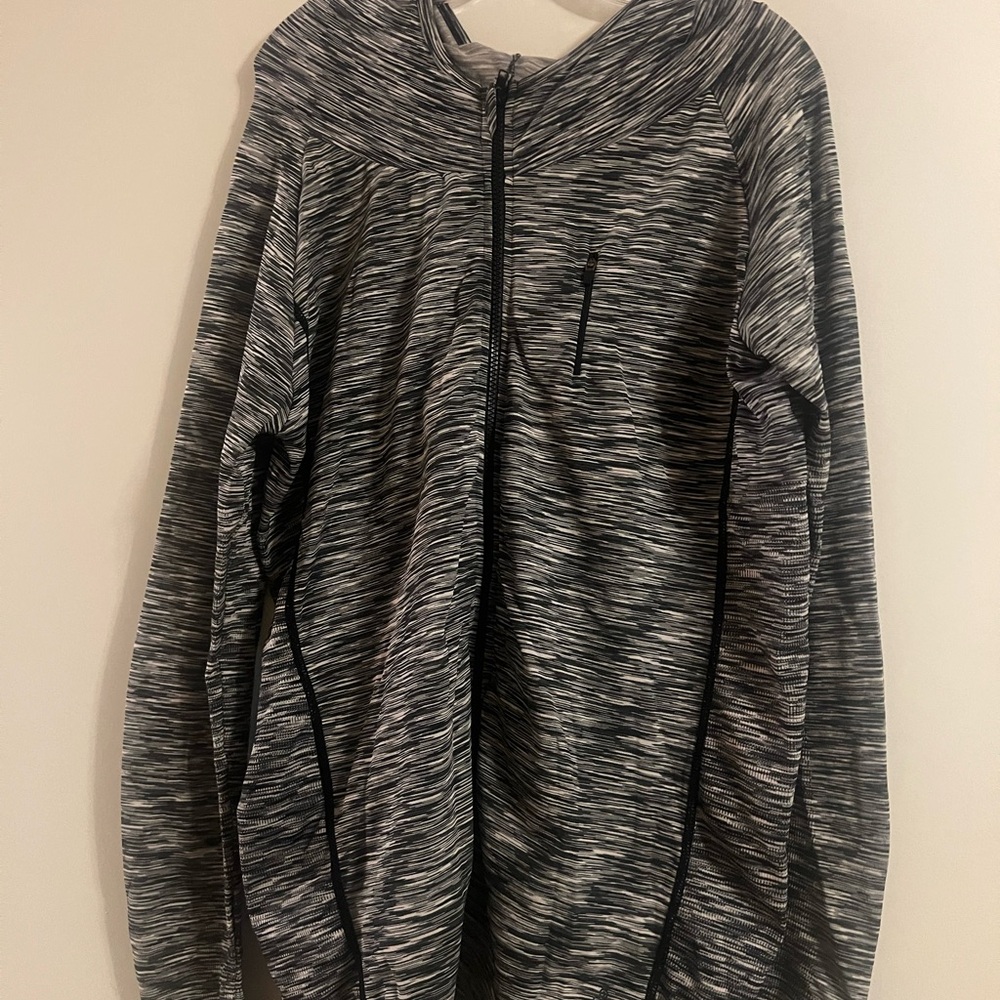 Black and Gray Hooded Workout Jacket